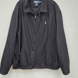Vintage Polo Ralph Lauren Golf Harrington Jacket  Black &‎ Plaid Lined  XXL